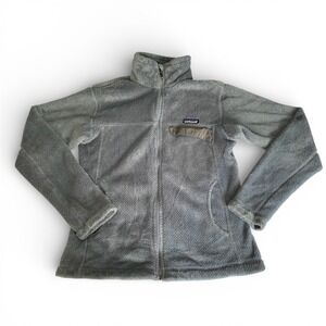 Patagonia Re-Tool Full-Zip Fleece Jacket Grey Polartec Womens M Fuzzy Outdoor